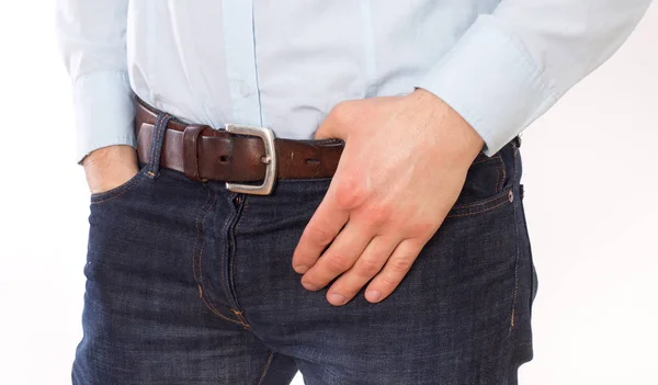 Cropped image of man in jeans — Stock Photo, Image