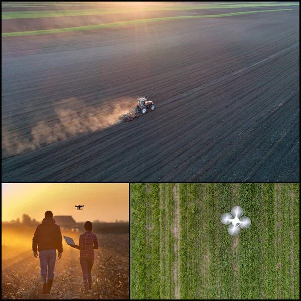 Collage di opere agricole riprese da drone — Foto Stock