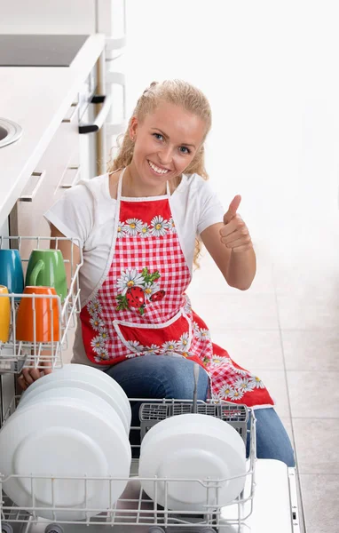 Bulaşık makinesi kadınla