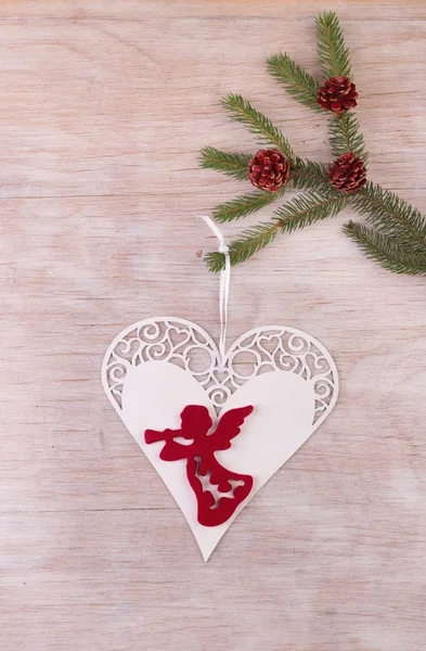 Angel in heart as Christmas decoration — Stock Photo, Image