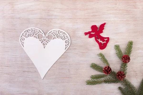Angel and heart as Christmas decoration — Stock Photo, Image