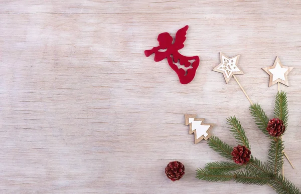 Christmas decoration on wooden background — Stock Photo, Image