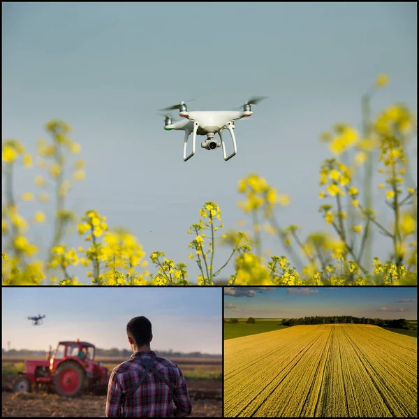 Drone w produkcji rolnej kolaż — Zdjęcie stockowe