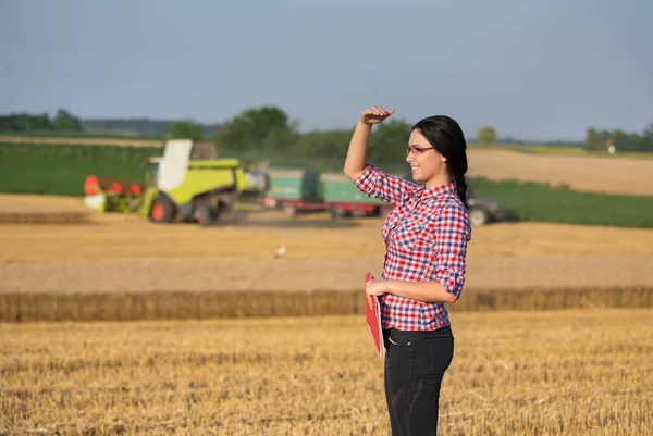 Mujer agricultora en la cosecha —  Fotos de Stock