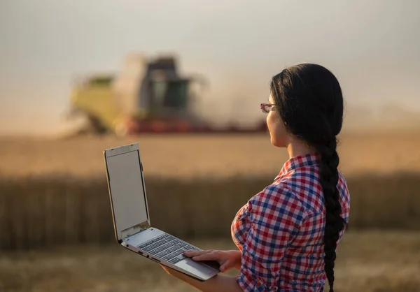 Mujer agricultora en la cosecha — Foto de Stock