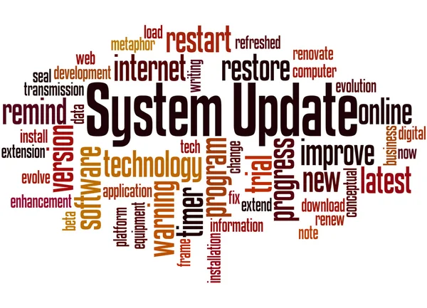 Actualización del sistema, concepto de nube de palabras 8 — Foto de Stock