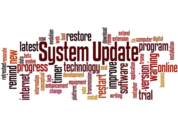Actualización del sistema, concepto de nube de palabras 6 — Foto de Stock