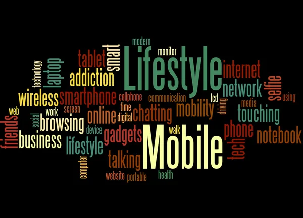 Mobile lifestyle, word cloud concept 6 — Stock Photo, Image