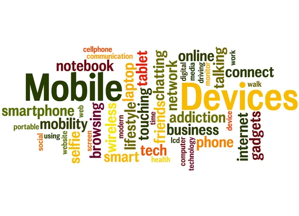 Mobile devices, word cloud concept 3 — Stock Photo, Image