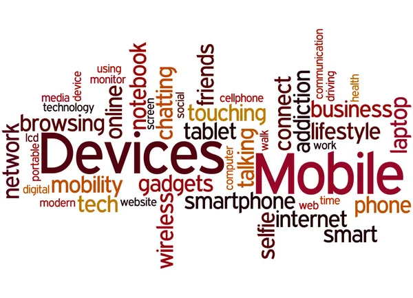 Dispositivos móveis, conceito de nuvem de palavras 8 — Fotografia de Stock