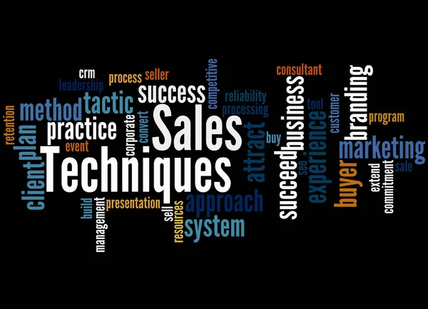 Técnicas de ventas, concepto de nube de palabras 5 — Foto de Stock