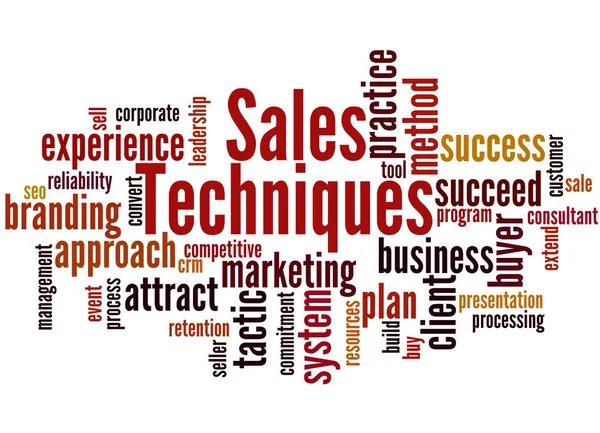Técnicas de ventas, concepto de nube de palabras 8 — Foto de Stock