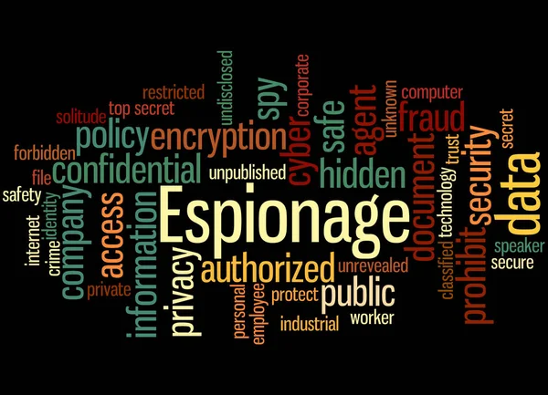 Spionage, Word Cloud Konzept 4 — Stockfoto