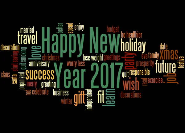 Feliz Año Nuevo 2017, concepto de nube de palabras 2 — Foto de Stock