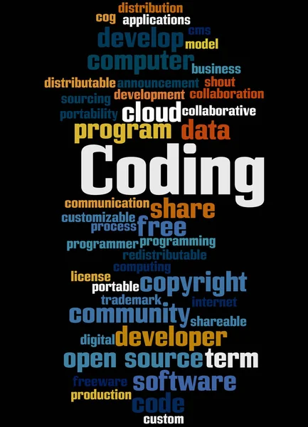 Kódolási, szó felhő koncepció 2 — Stock Fotó