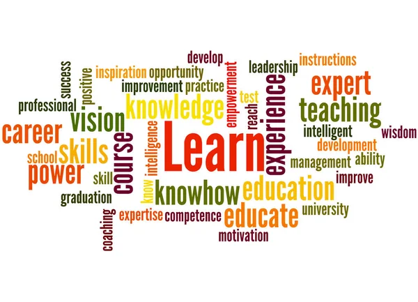 Learn, Word Cloud Konzept 7 — Stockfoto