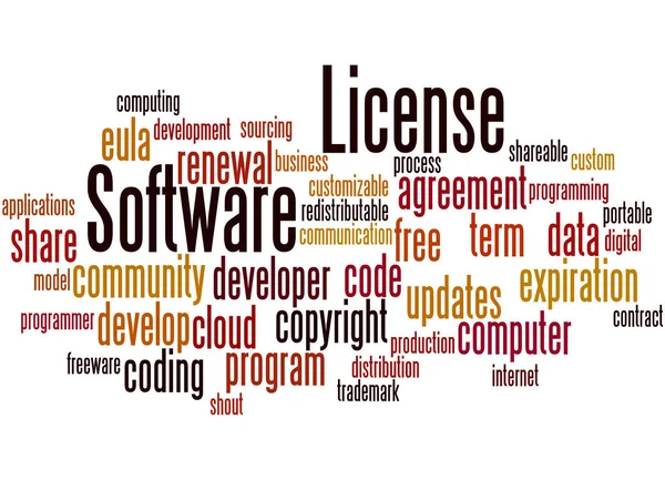Szoftver licenc, szó felhő fogalmát — Stock Fotó
