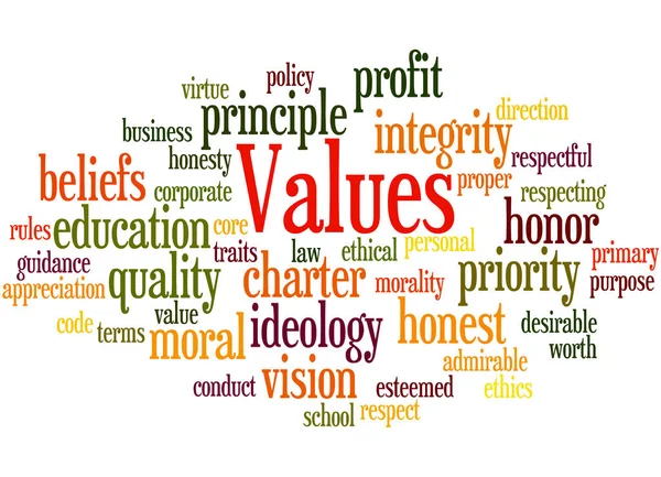 Ценности, понятие облака слов 5 — стоковое фото