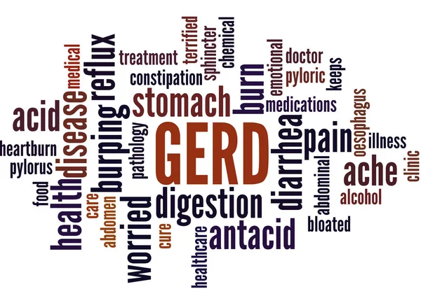 Gerd - gastrooesophagealis Reflux betegség, szó felhő concept 6 — Stock Fotó