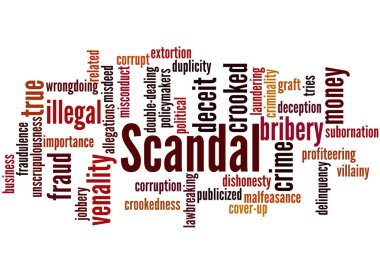 Scandal, word cloud concept 2 clipart