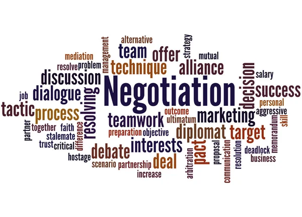 Vyjednávání, slovo cloud koncepce 4 — Stock fotografie