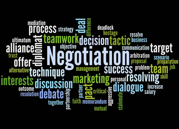 Vyjednávání, slovo cloud koncepce 8 — Stock fotografie