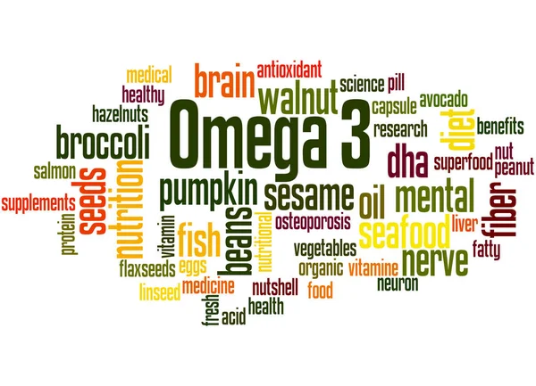 Omega-3, szó felhő fogalmát — Stock Fotó