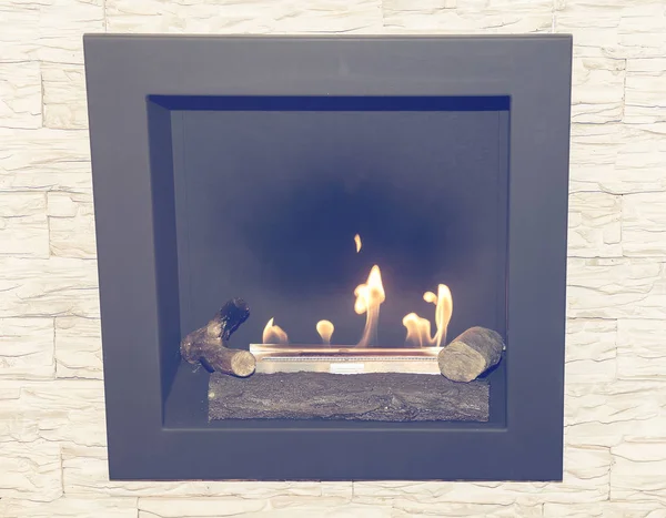 Artificial natural gas fireplace 3 — Stock Photo, Image