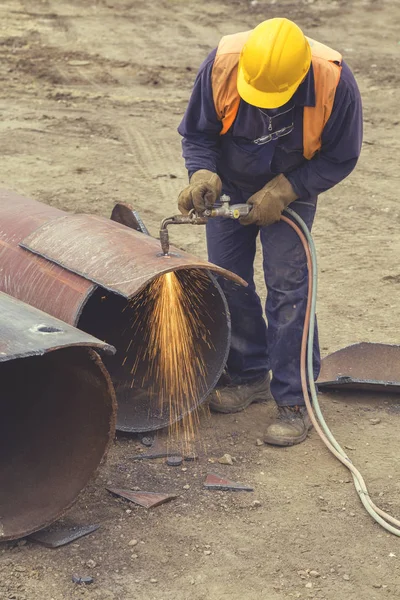Welder worker with cutting torch 5 — Stock Photo, Image