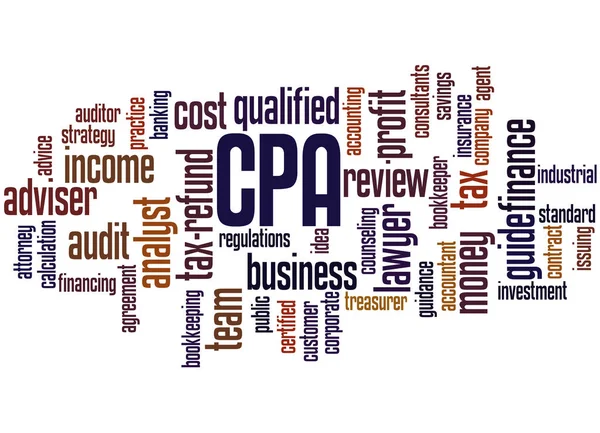 CPA - certifikovaným auditorem, slovo cloud koncepce 3 — Stock fotografie