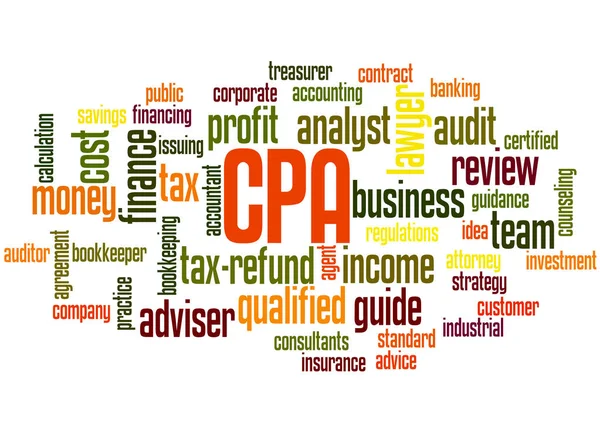 CPA - certifikovaným auditorem, slovo cloud koncepce 6 — Stock fotografie