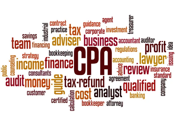 CPA - certifikovaným auditorem, slovo cloud koncepce 8 — Stock fotografie
