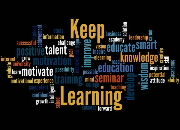 Keep Learning, concetto di word cloud 3 — Foto Stock