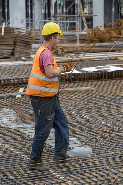 Sweaty construction building worker — Stock Photo, Image