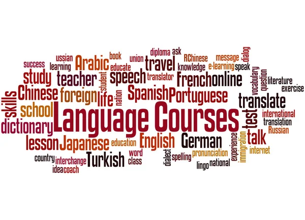 Cursos de idiomas, conceito de nuvem de palavras 5 — Fotografia de Stock