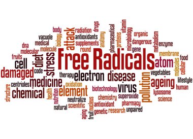 Free radicals, word cloud concept  clipart