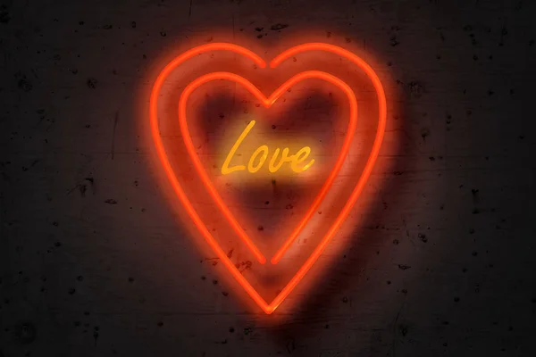 Love, neon sign on concrete wall — Stock Photo, Image