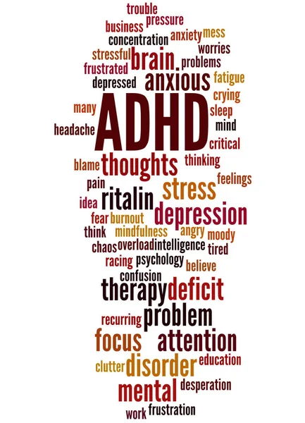 ADHD - Attention Deficit Hyperactivity Disorder, word cloud conc — Stock Photo, Image
