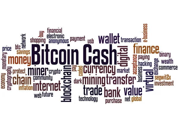 Bitcoin μετρητά - το νέο ψηφιακό νόμισμα, λέξη έννοια σύννεφο 2 — Φωτογραφία Αρχείου