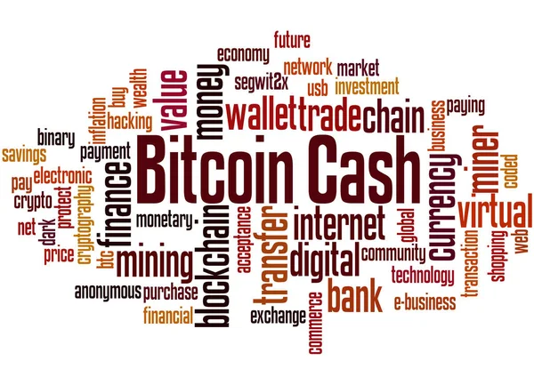 Bitcoin μετρητά - το νέο ψηφιακό νόμισμα, λέξη έννοια σύννεφο — Φωτογραφία Αρχείου