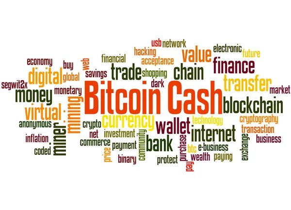 Bitcoin μετρητά - το νέο ψηφιακό νόμισμα, λέξη έννοια σύννεφο 3 — Φωτογραφία Αρχείου