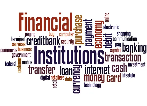 Instituciones financieras, concepto de nube de palabras 4 — Foto de Stock