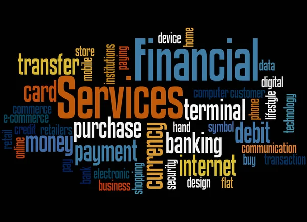 A pénzügyi szolgáltatások, szó felhő fogalmát 4 — Stock Fotó