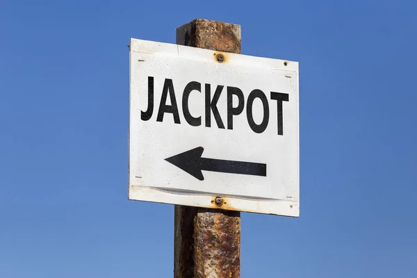 Jackpot ordet pil och vägvisare — Stockfoto