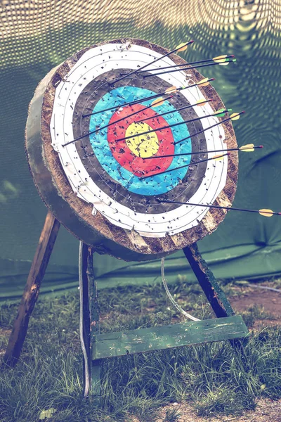 Archery target with arrows outdoor 3 — Stock Photo, Image