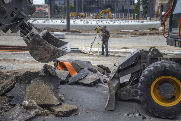 Piazza Slavija a Belgrado durante la ricostruzione — Foto Stock