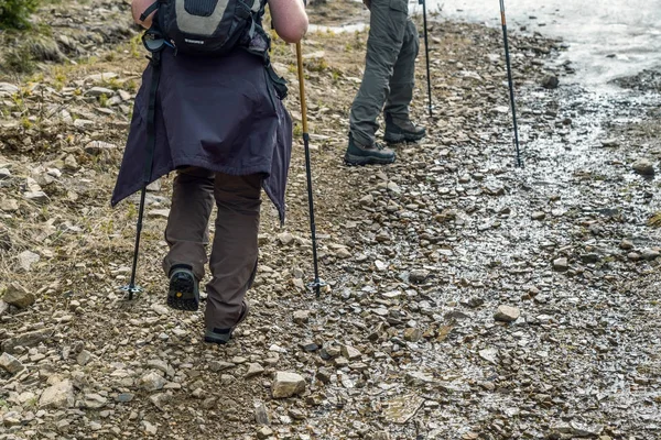 Çift dişli 2 hiking ile dağlarında seyahat — Stok fotoğraf