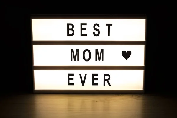 Mejor mamá nunca caja de luz letrero —  Fotos de Stock