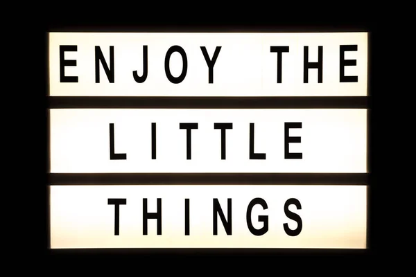 Enjoy the little things hanging light box — Stock Photo, Image