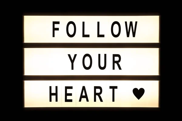 Folow your heart hanging light box — Stock Photo, Image